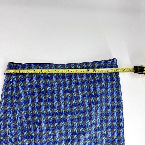 Talbots Skirt Knee Length Houndstooth Wool Blend Blue Lined Size 10P - Picture 9 of 9